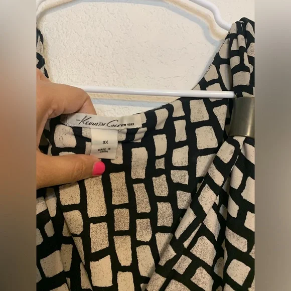 Kenneth Cole Women Sz 3X Sleeveless Black & Tan Geometric Print Career - Picture 6 of 8